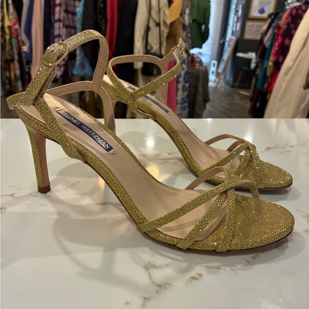 Stuart Weitzman Women's Starla 80 Metallic Sandals - Gold - Size 8